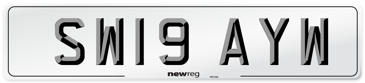 SW19 AYW Number Plate from New Reg